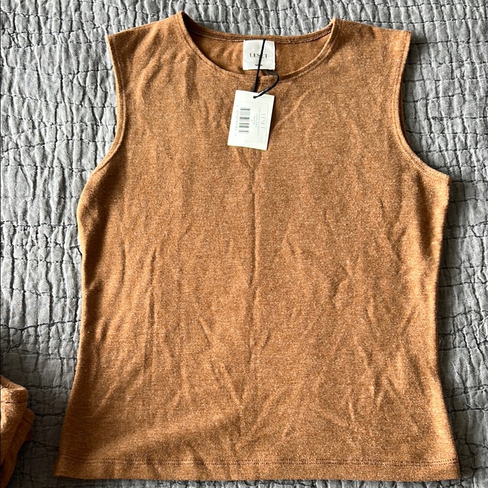 LESET Brown Tank Top